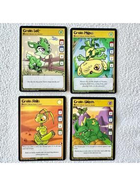 NEAR MINT+ 2003 Neopets TCG Green Bundle of 4 Trading Cards